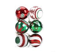Lot de 6 boules de Noël en plastique avec revêtement pailleté, design léger pour une utilisation sûre autour des enfants et des animaux domestiques, cordes de suspension et boîte de rangement (CJ185)