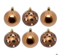 Lot de 6 boules de Noël en plastique motif léopard ambré D. 60 mm - Feeric Lights & Christmas