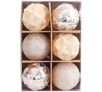 Lot de 6 boules de Noël en plastique pour décoration de sapin, diamètre 8 à 5 cm, adaptées à diverses idées de décoration saisonnière (pour champagne doré)