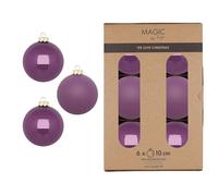 Lot de 6 boules de Noël en verre - 10 cm - Mat et brillant - Grandes boules de Noël pour Noël - Décoration de Noël et décoration de sapin de Noël - Mauve sauvage