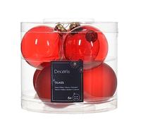 Lot de 6 boules de Noël en verre - 6 cm - Rouge transparent
