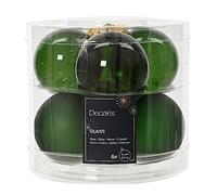 Lot de 6 Boules de Noël en Verre - 6 cm - Vert Pin, Sapin, Forêt et Noël