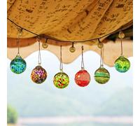 Lot de 6 Boules de Noël en Verre soufflé à la Main à Suspendre pour la | Artisanat exquis en verre soufflé à la main, idéal pour la maison, la fenêtre, l'extérieur, le jardin, la terrasse