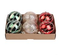 Lot de 6 boules de Noël festives de 8 cm pour décoration de fête à la | Plastique incassable, sans danger pour les animaux de compagnie, design léger, taille 8 cm, lot de 6 pièces