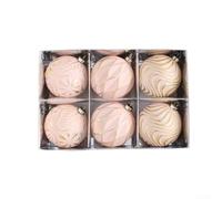 Lot de 6 boules de Noël festives pour décoration d'intérieur - 8 cm - Rose | Plastique PS incassable, design léger, sans danger pour les maisons avec des enfants, utilisation de vacances durable