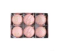 Lot de 6 boules de Noël festives pour décoration d'intérieur Rose pêche 8 | Plastique PS incassable, design léger, sans danger pour les maisons avec des enfants, utilisation de vacances durable
