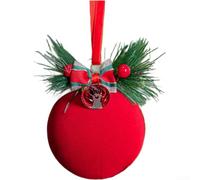 Lot de 6 boules de Noël floquées en velours rouge pour sapin de Noël