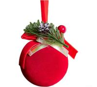 Lot de 6 boules de Noël floquées en velours rouge pour sapin de Noël