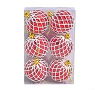 Lot de 6 boules de Noël galvanisées de 6 cm pour arbres et célébrations festives (rouge)