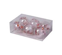 Lot de 6 boules de Noël incassables avec crochets Rouge/doré 8 cm | Lot de 6 boules de Noël incassables rouges et dorées de 8 cm avec crochets pour fête de vacances, mariage