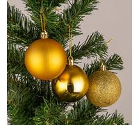 Lot de 6 Boules de Noël incassables dorées - 10 cm - Décorations de Noël à Suspendre - Brillantes, Mates, pailletées