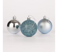 Lot de 6 Boules de Noël incassables pour Sapin de Noël - 60 mm - Décorations de Noël à Suspendre - Brillantes, Mates, pailletées