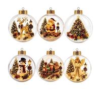Lot de 6 boules de Noël lumineuses, décorations d'arbre de Noël | Boules suspendues lumineuses festives, rennes - Motifs d'ange de Noël pour la couronne d'arbre, fête murale à l'intérieur
