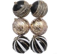 Lot de 6 boules de Noël peintes à la main avec style médias sociaux pour décoration festive (C)