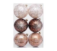 Lot de 6 boules de Noël pour arbres et bureau - Décoration festive en mousse et équipée de boucles de suspension pour un placement facile (marron)