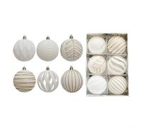 Lot de 6 boules de Noël pour décoration de sapin, cérémonie de mariage et décoration de fête, fabriquées en PET, 8 cm de diamètre chacune (blanc)
