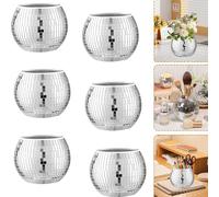 Lot de 6 boules disco décoratives pour plantes,Pot de fleurs disco,Jardinière disco argentée,Jardinière Boule Disco,Pot de Fleurs de Boule Disco,Disco Ball Planter,Boule Disco Plante, Vase Boule Disco