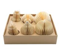 Lot de 6 Boules en Papier de qualité supérieure - Pendentifs en nid d'abeille de Noël - Lampion 2X - Diamant 2X - Boule 2X dans Une boîte Cadeau - Dimensions : L/l/H 4 cm x 4 cm x 4 cm.