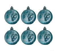 Lot de 6 boules transparentes peintes pour sapin de Noël et décoration de fête du Nouvel An, décorations à suspendre de 6 cm de diamètre, accents décoratifs saisonniers (A)