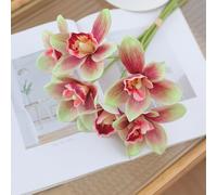 Lot de 6 bouquets de fleurs artificielles, orchidées haut de gamme, décoration d'intérieur, bureau, bouquet d'orchidée artificielle, branches de magnolia = (style 5)