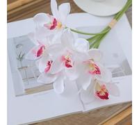 Lot de 6 bouquets de fleurs artificielles, orchidées haut de gamme, décoration d'intérieur, bureau, bouquet d'orchidée artificielle, branches de magnolia = (style 6)