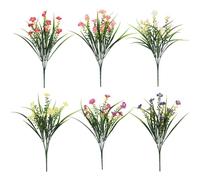 Lot de 6 bouquets de fleurs sauvages artificielles - Couleurs assorties - Arrangements floraux en plastique - Arrangements floraux réalistes - Pour la maison, le mariage, la fête, le bricolage