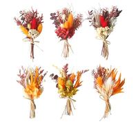Lot de 6 bouquets de fleurs séchées pour travaux manuels, bouquet de fleurs séchées bohème, petit bouquet de fleurs séchées faites à la main, décoration pour cadres photo