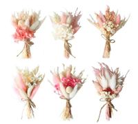 Lot de 6 bouquets de fleurs séchées pour travaux manuels, bouquet de fleurs séchées bohème, petit bouquet de fleurs séchées faites à la main, décoration pour cadres photo