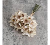 Lot de 6 bouquets de narcisses artificiels au toucher réaliste, décoration élégante pour la maison et le bureau, fleur de narcisse élégante en soie faite à la main (café)