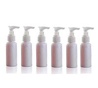 Lot de 6 bouteilles de voyage rechargeables en plastique avec pompes blanches 50 ml