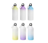 Lot de 6 bouteilles d'eau vierges en aluminium coloré de 600 ml avec mousqueton blanc par sublimation thermique pour vélo voyage