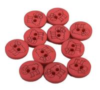 Lot de 6 boutons 2 trous mouton 15mm Rouge