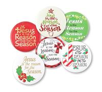 Lot de 6 boutons à épingle de Noël, Jésus festif est la raison de la saison, styles assortis pour homme et femme, 2,5 cm