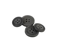 Lot de 6 boutons bio résine 4 trous gris anthracite - Taille 15 mm
