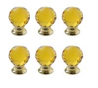 Lot de 6 boutons d'armoire en cristal à trou unique pour porte de placard - Poignées d'armoire - C - 30 x 35 mm