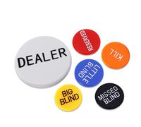 Lot de 6 boutons de croupier GSE Little Blind Big Blind Missed Blind Kill Reserved Dealer - Accessoire de croupier de poker Texas Hold'em profess