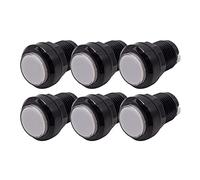 Lot de 6 Boutons de Jeu Arcade Joueur Lumineux Collerette Noire Diamètre 30 mm Couleur: Blanc Retro Gaming Bartop Jeux Vidéo