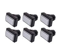 Lot de 6 Boutons de Jeu Arcade Lumineux Rectangle Grand Format Collerette Noire Couleur: Blanc Retro Gaming Bartop Jeux Vidéo