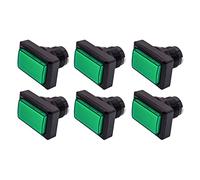 Lot de 6 Boutons de Jeu Arcade Lumineux Rectangle Grand Format Collerette Noire Couleur: Vert Retro Gaming Bartop Jeux Vidéo
