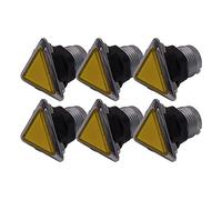 Lot de 6 Boutons de Jeu Arcade Lumineux Triangulaire Collerette Chromé Couleur: Jaune Retro Gaming Bartop Jeux Vidéo