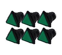 Lot de 6 Boutons de Jeu Arcade Lumineux Triangulaire Collerette Noire Couleur: Vert Retro Gaming Bartop Jeux Vidéo