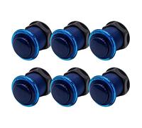 Lot de 6 Boutons de Jeu Arcade Standard Arcade Collerette Transparente 30 mm Couleur: Bleu Retro Gaming Bartop Jeux Vidéo