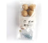 Lot de 6 boutons de meuble Boule hêtre bois H.32 x l.29 x P.29 mm