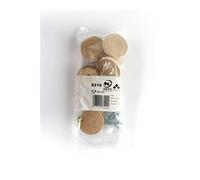 Lot de 6 boutons de meuble Rond bois brut H.22 x l.39 x P.39 mm