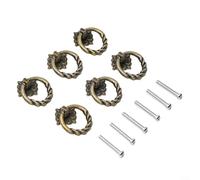 Lot de 6 boutons de placard de style vintage en alliage de zinc pour tiroir, porte, commode et placard - Pour anneau de suspension - Poignée avec vis pour un remplacement facile