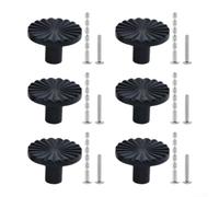 Lot de 6 boutons de placard en alliage de zinc avec placage en laiton antique pour une utilisation sur les panneaux de particules et les armoires MDF (noir)