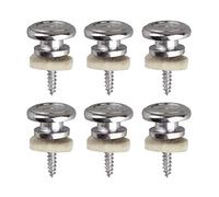 Lot de 6 boutons de sangle en métal pour guitare acoustique/électrique/basse/guitare classique/ukulélé avec vis et rondelle en feutre - Chrome