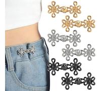 Lot de 6 boutons de serrage à nœud chinois pour jeans amples - Sans couture - Boutons de serrage pour pantalon - Boucle de taille réglable