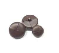 Lot de 6 boutons en cuir marron foncé, diamètre 2,8 cm