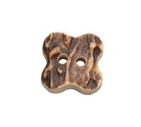 Lot de 6 boutons en forme de trèfle de cerf véritable - 2 trous - Fabrication allemande., marron, 17mm